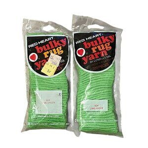 Lot Of 2 VTG Red Heart Bulky Rug Yarn #624 Lime Green, Latch Hook Acrylic NOS